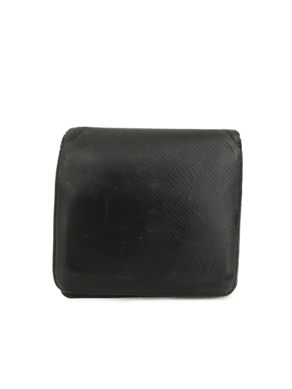 LOUIS VUITTON Vintage Taiga Leather Bilfold Wallet with Coin Pocket - Black👝